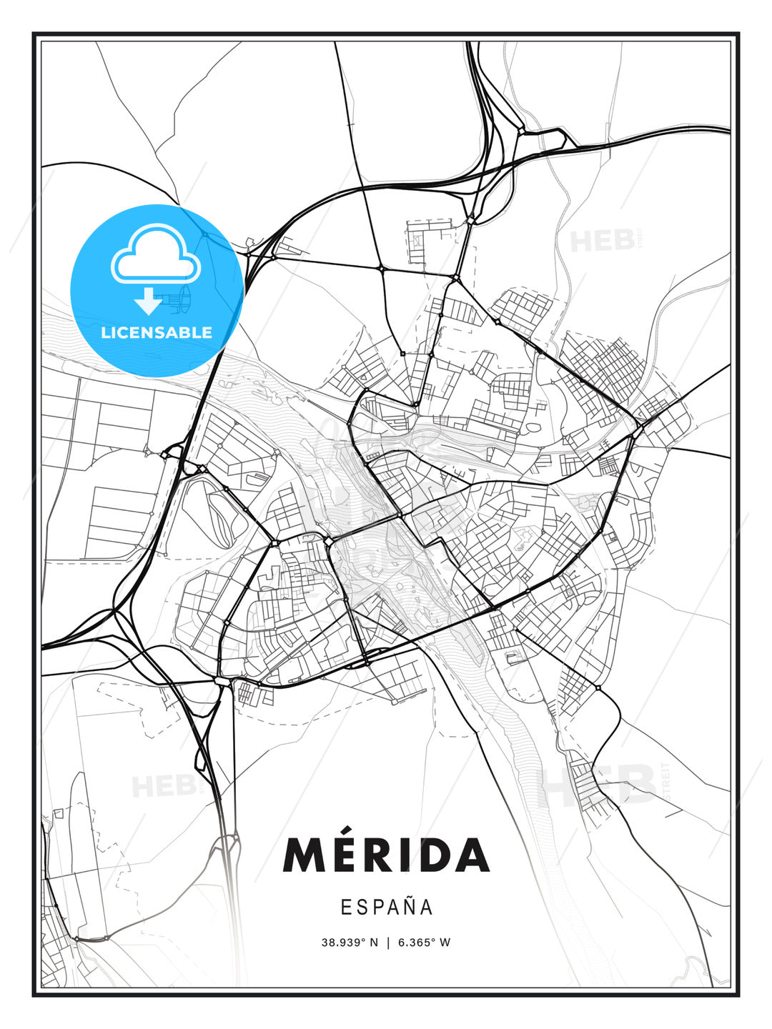 Mérida, Spain, Modern Print Template in Various Formats - HEBSTREITS Sketches