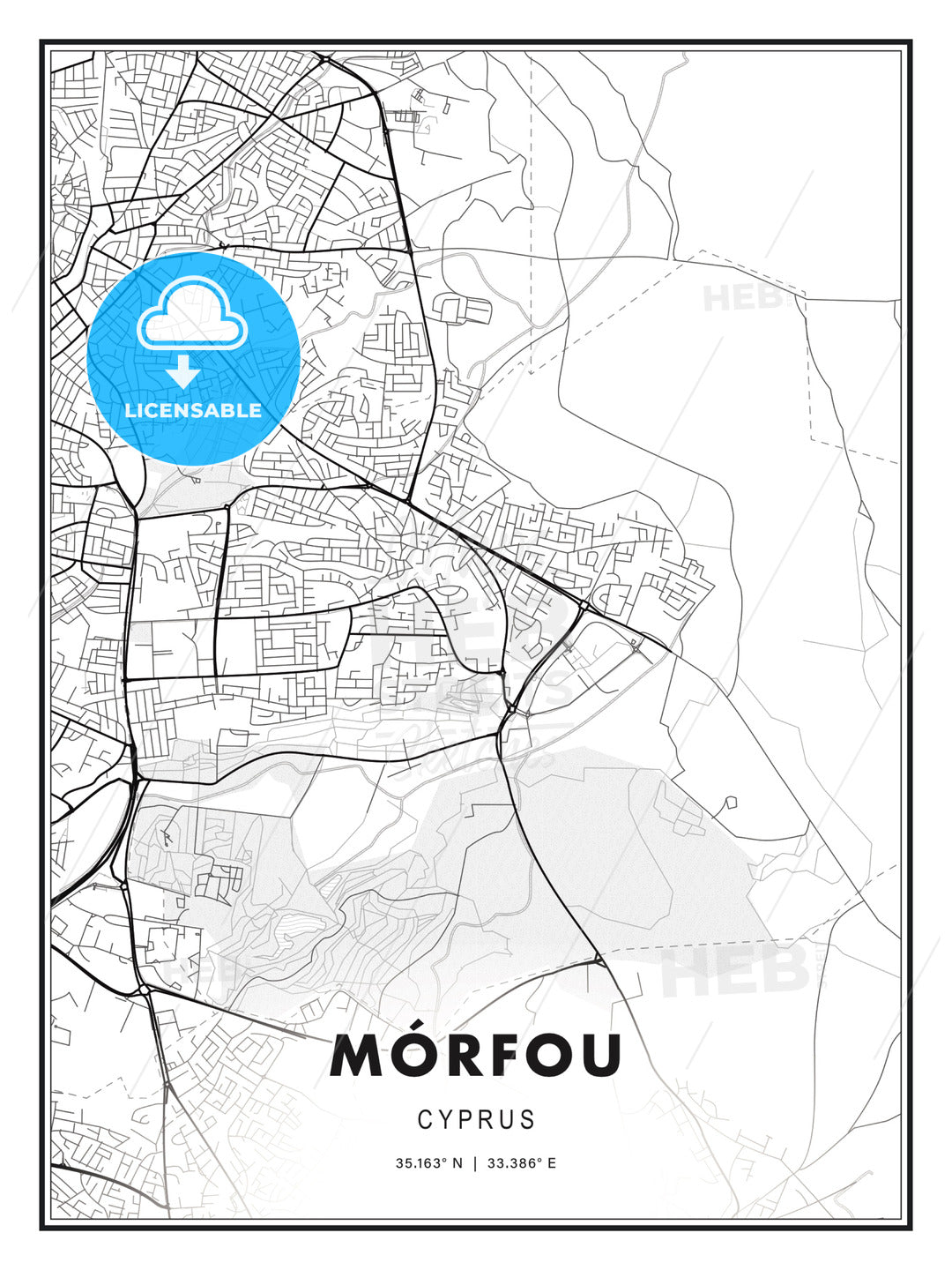 Mórfou , Cyprus, Modern Print Template in Various Formats - HEBSTREITS Sketches