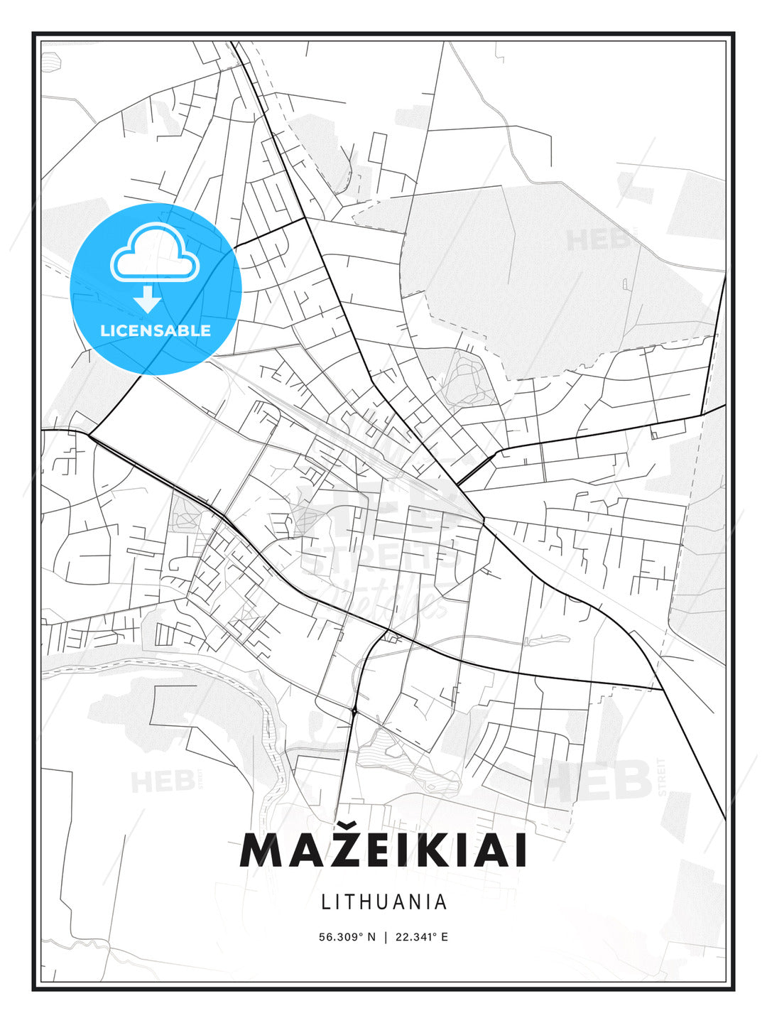 Mažeikiai, Lithuania, Modern Print Template in Various Formats - HEBSTREITS Sketches