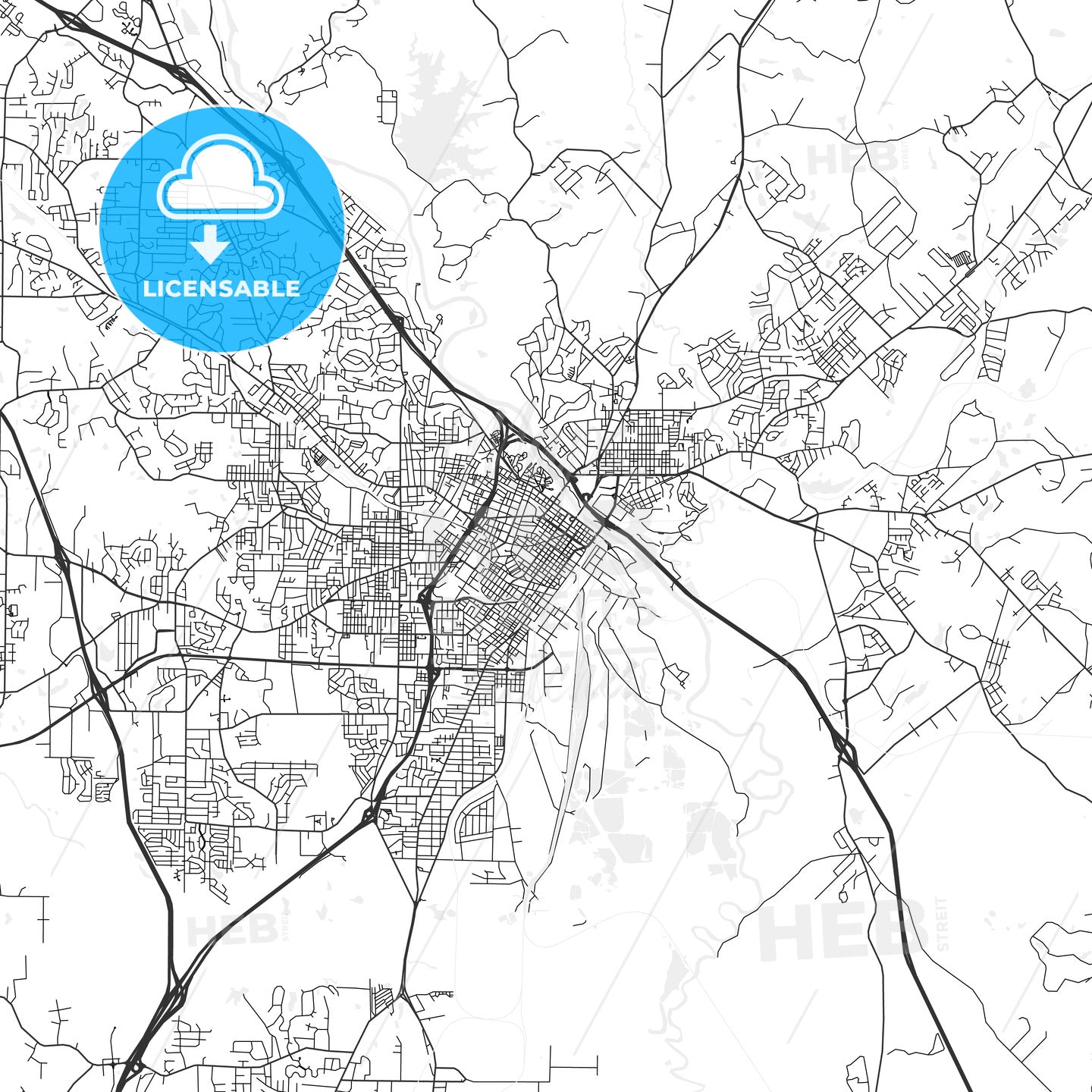 Macon, Georgia - Area Map - Light