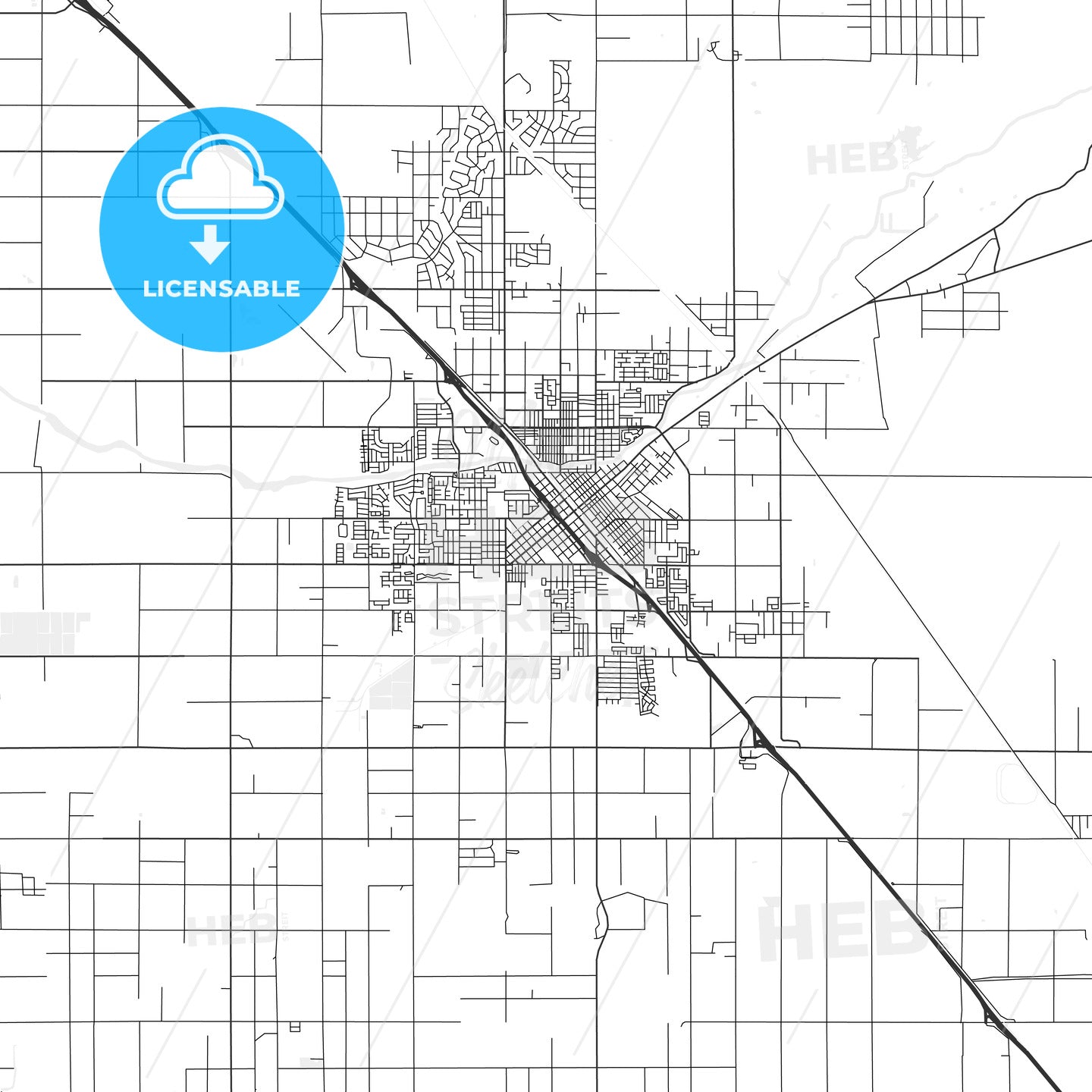 Madera, California - Area Map - Light
