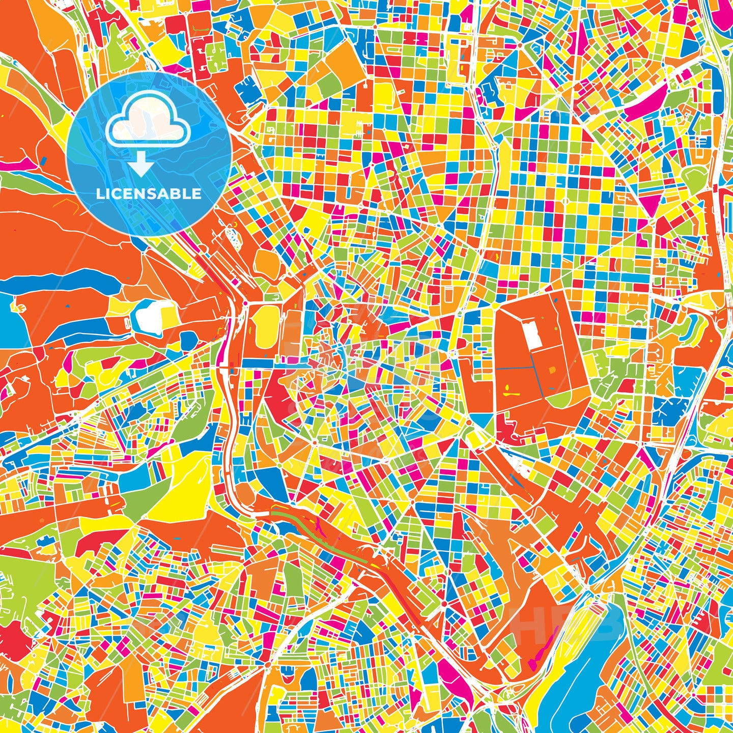 Madrid, Spain, colorful vector map