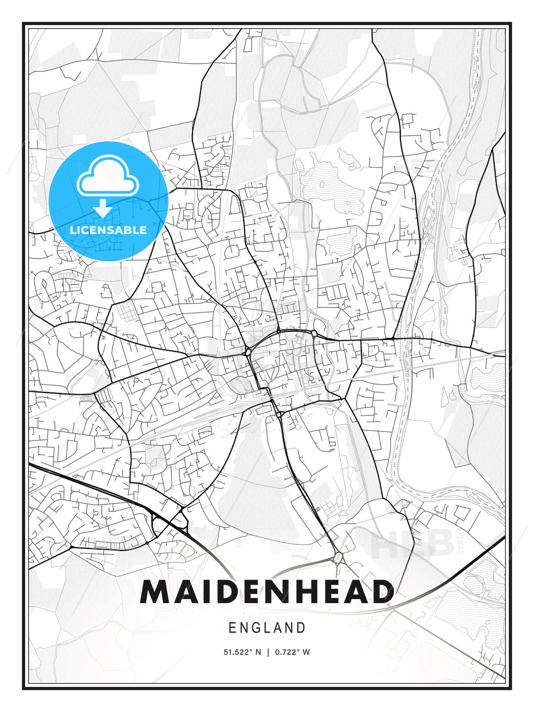 Maidenhead, England, Modern Print Template in Various Formats - HEBSTREITS Sketches