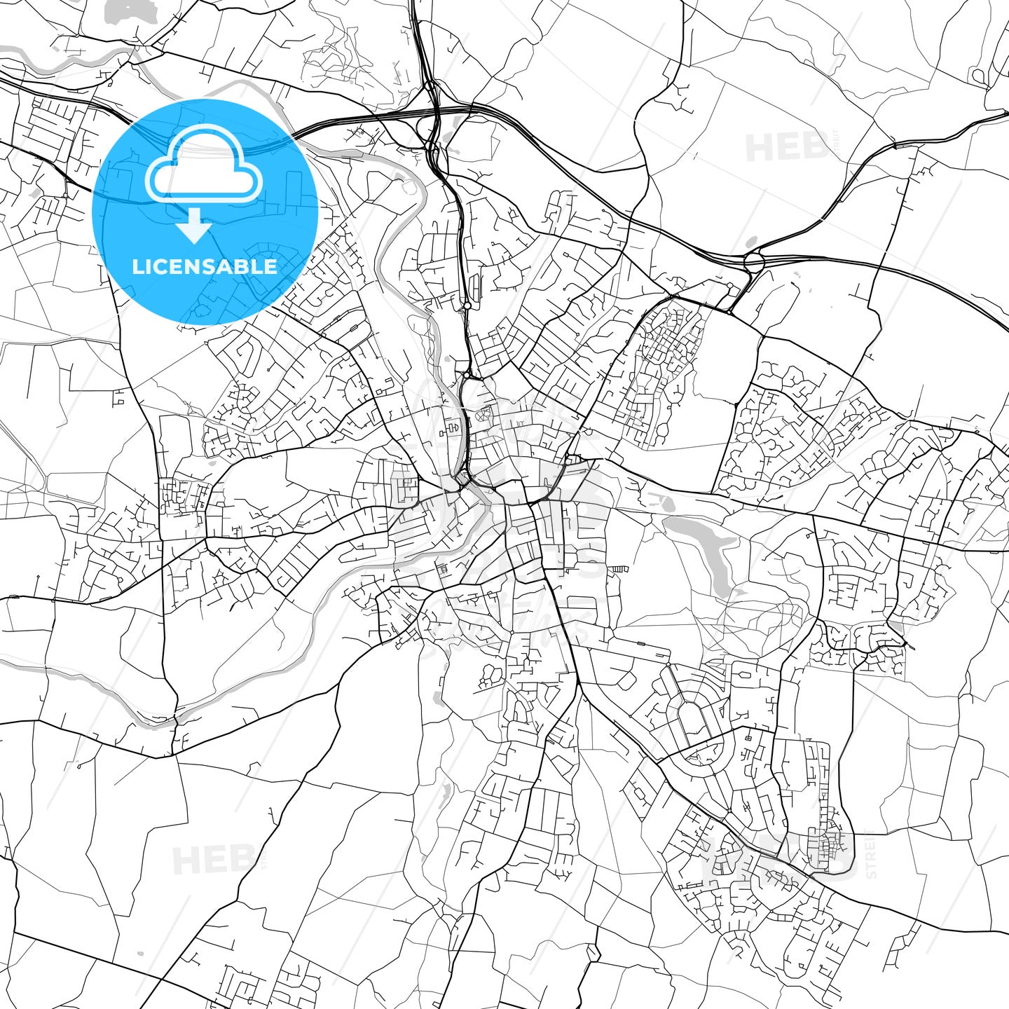 Maidstone, England, UK, Vector Map - Light