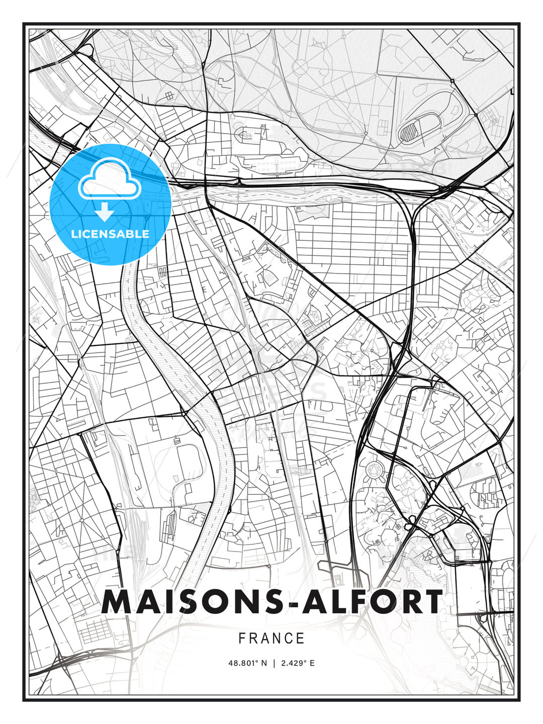 Maisons-Alfort, France, Modern Print Template in Various Formats - HEBSTREITS Sketches