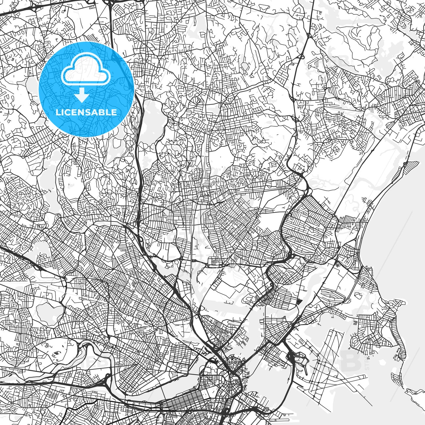Malden, Massachusetts - Area Map - Light