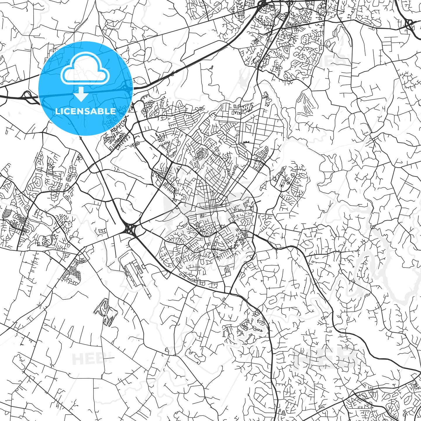 Manassas, Virginia - Area Map - Light