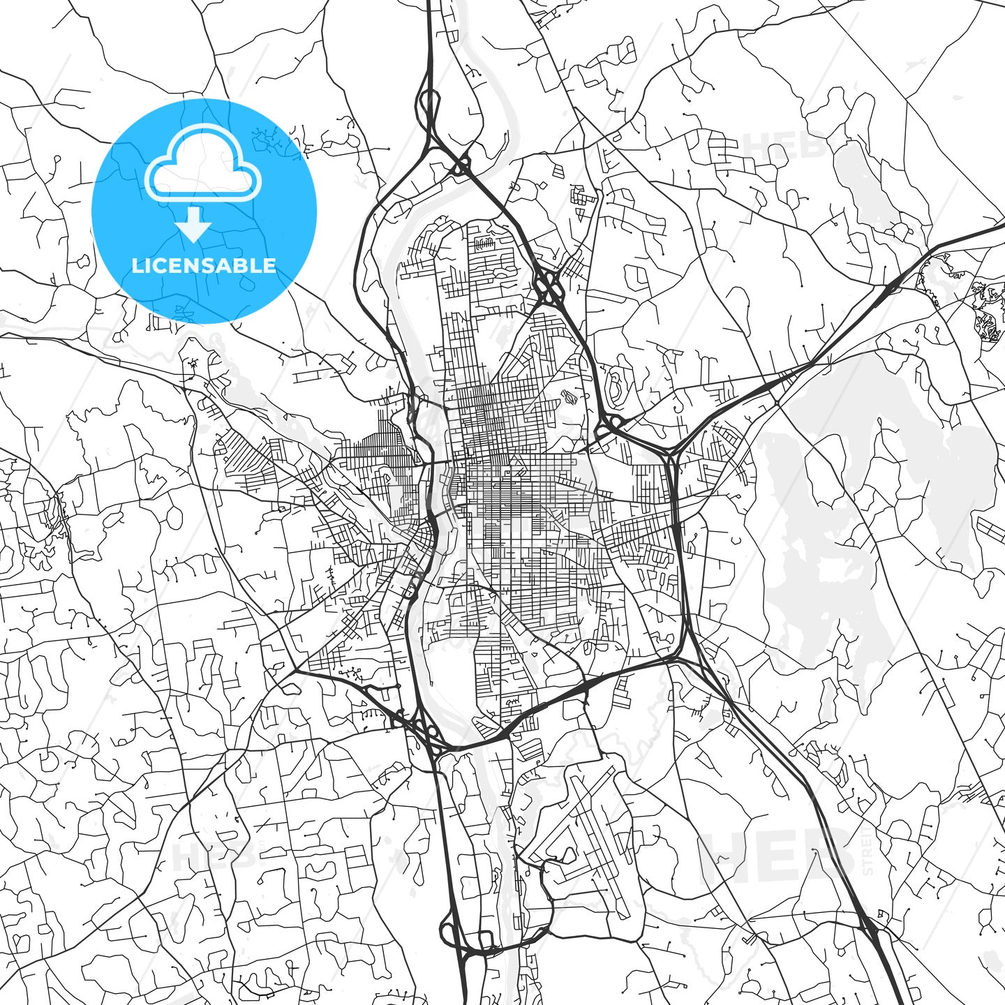 Manchester, New Hampshire - Area Map - Light