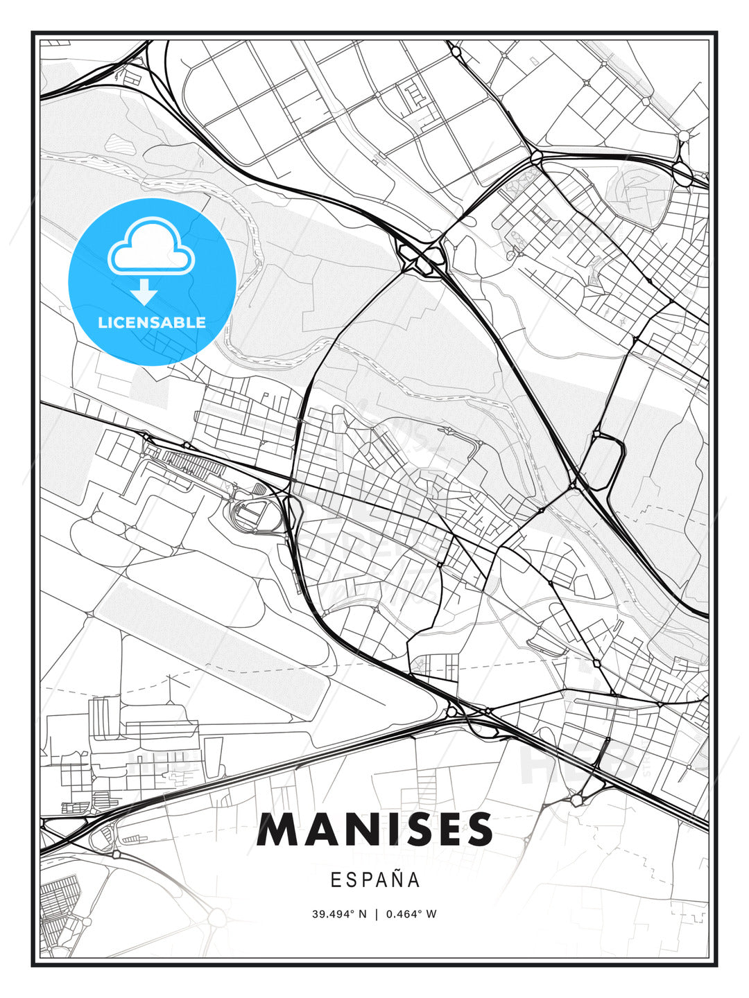 Manises, Spain, Modern Print Template in Various Formats - HEBSTREITS Sketches