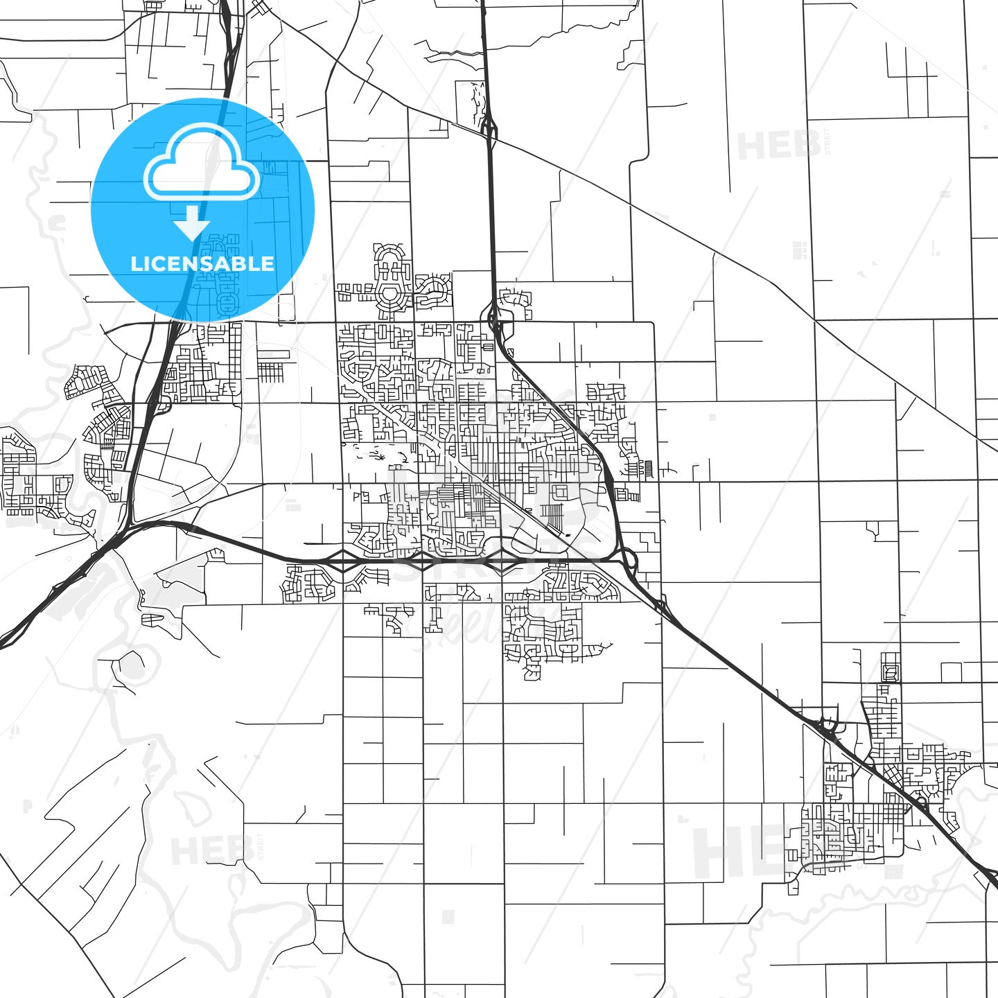 Manteca, California - Area Map - Light