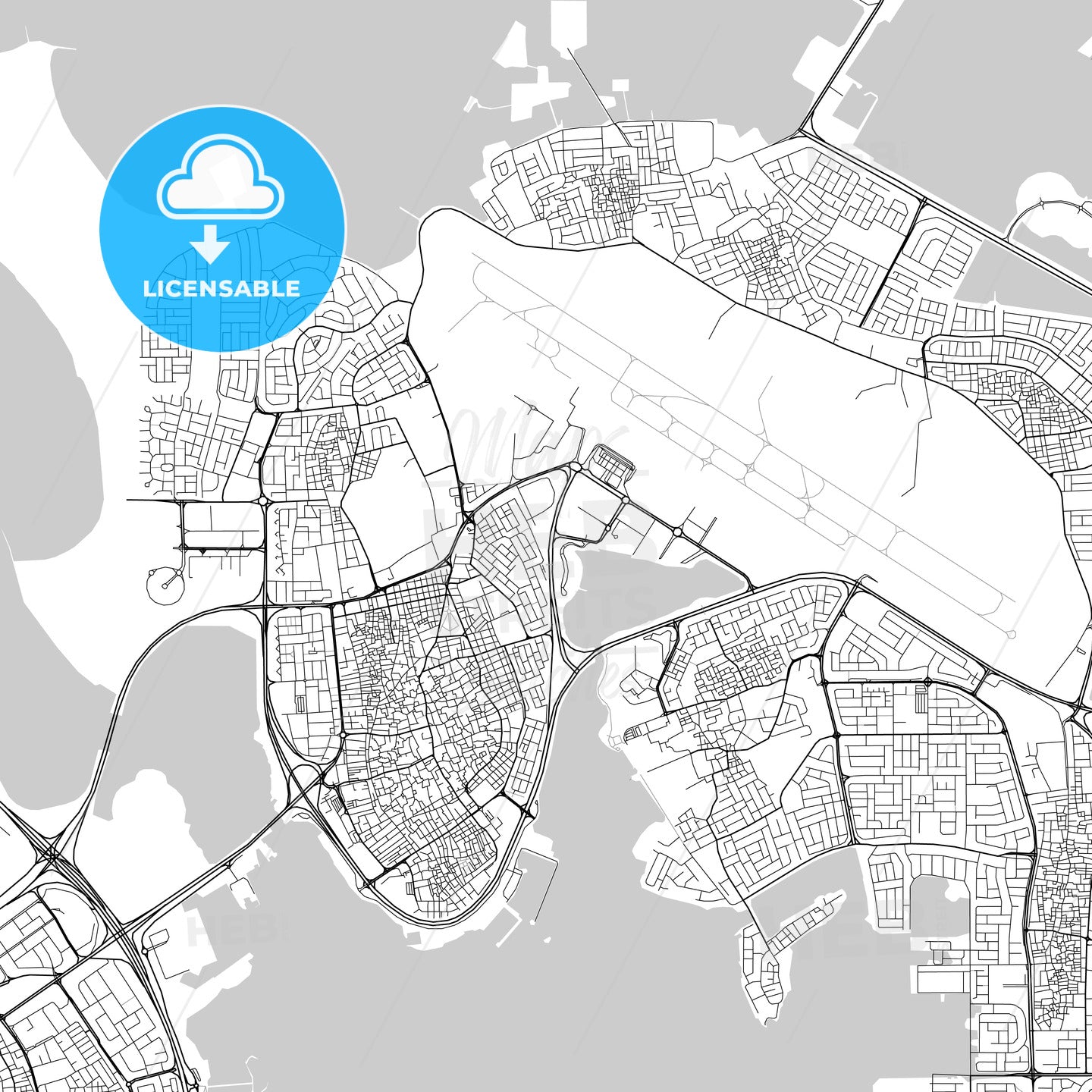 Map of Al Muharraq, Muharraq, Bahrain