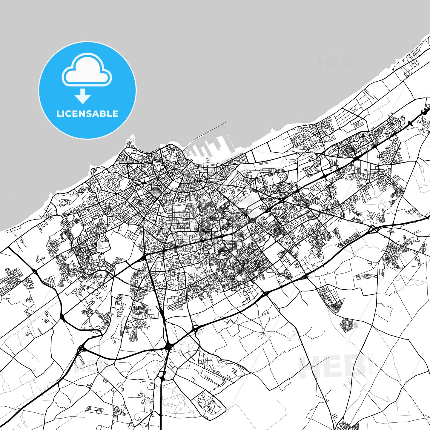 Map of Casablanca, Casablanca-Settat, Morocco