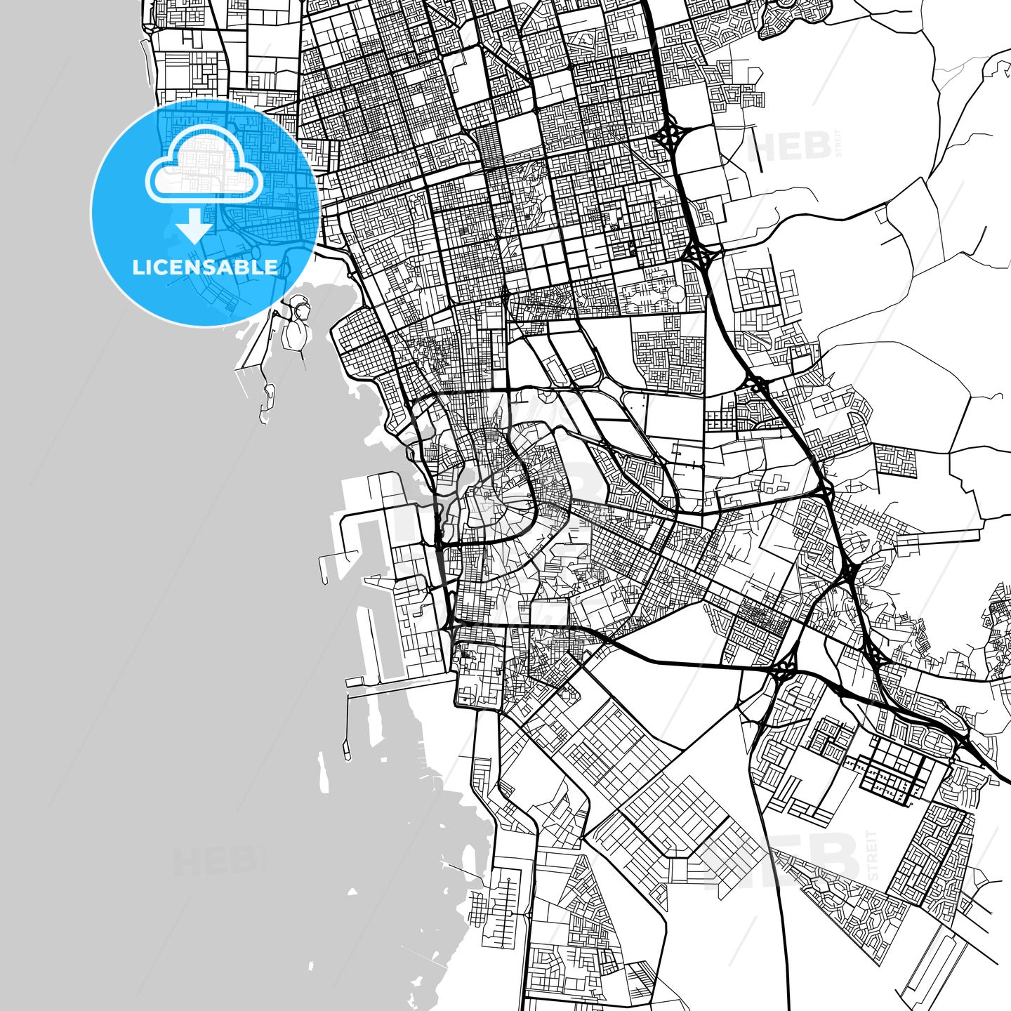 Map of Jeddah, Makkah, Saudi Arabia