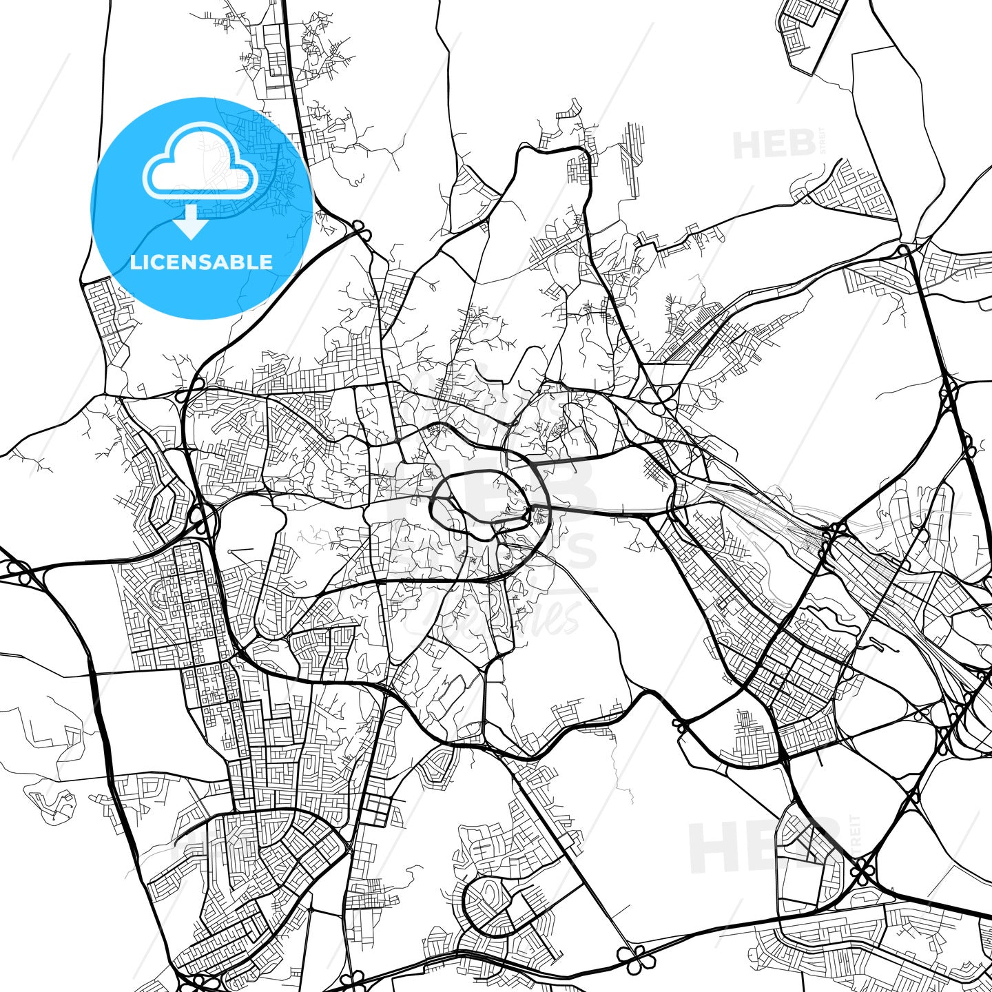 Map of Mecca, Makkah, Saudi Arabia
