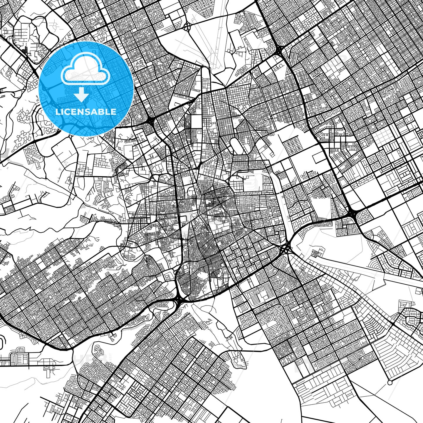 Map of Riyadh, Ar Riyāḑ, Saudi Arabia