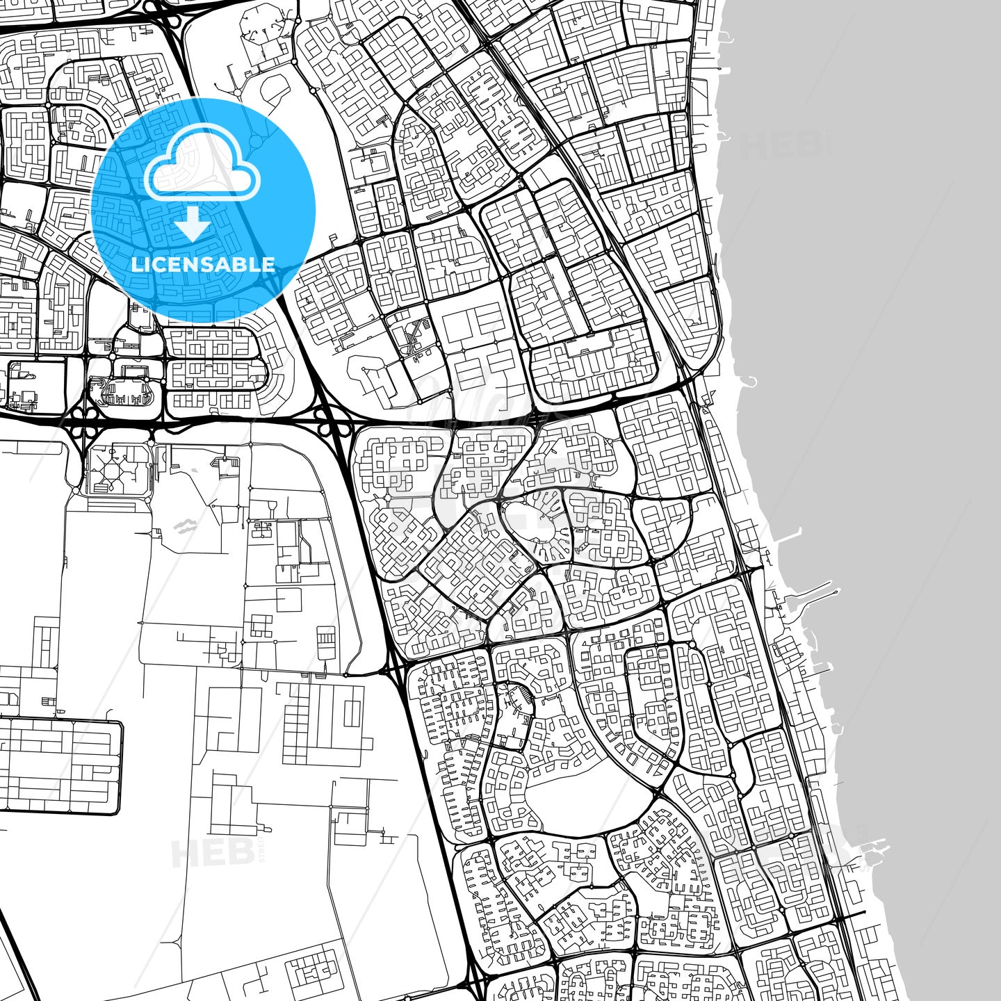 Map of Şabāḩ as Sālim, Mubārak al Kabīr, Kuwait