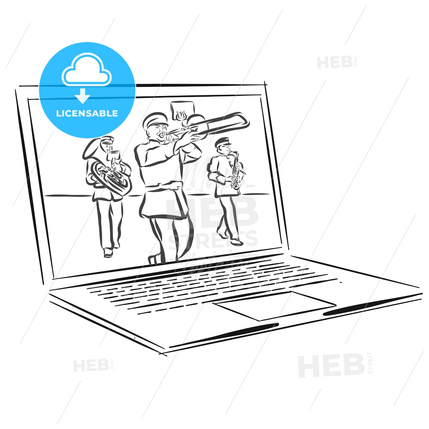Marching Folk Band in Laptop Screen – instant download