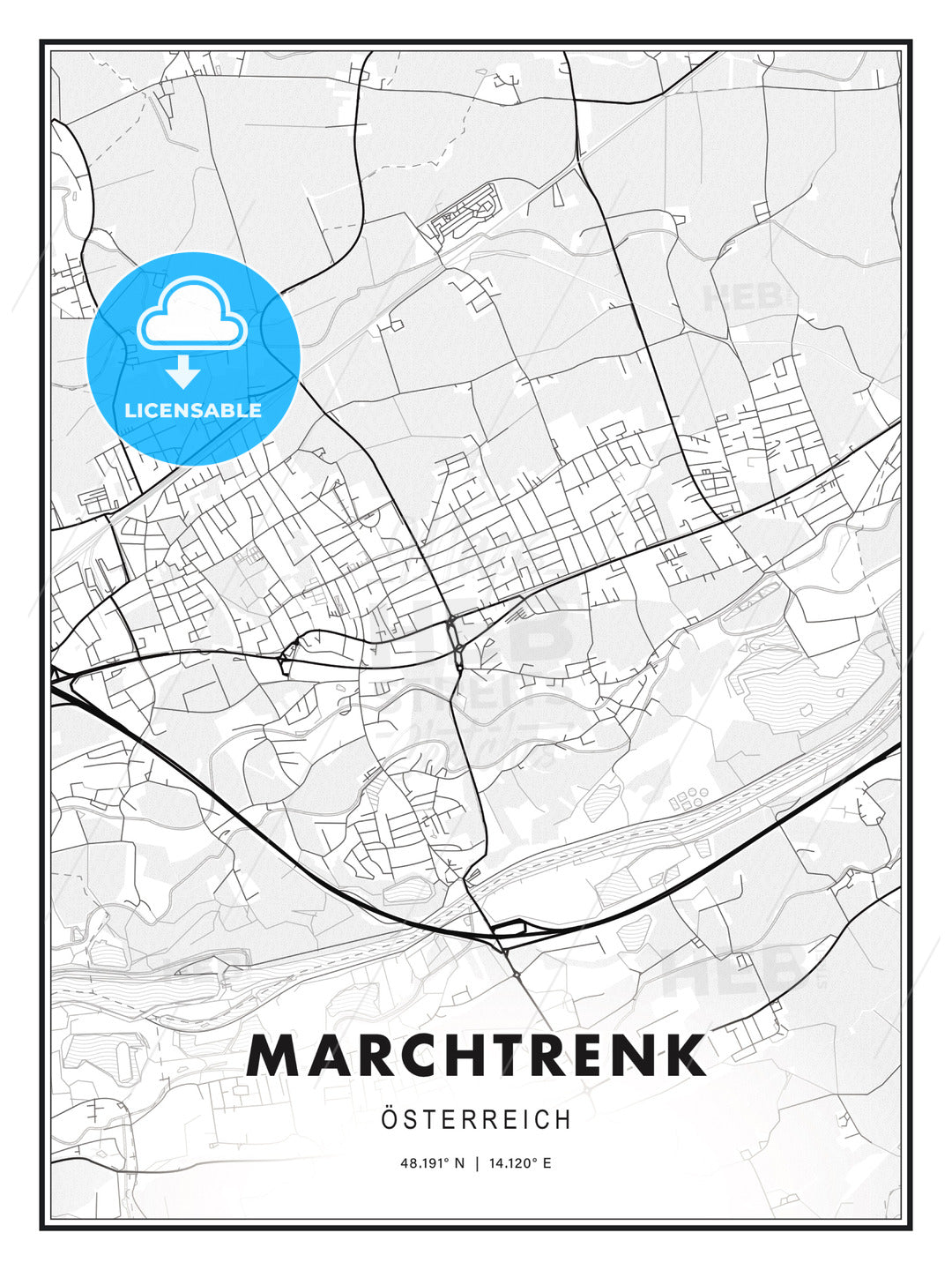 Marchtrenk, Austria, Modern Print Template in Various Formats - HEBSTREITS Sketches