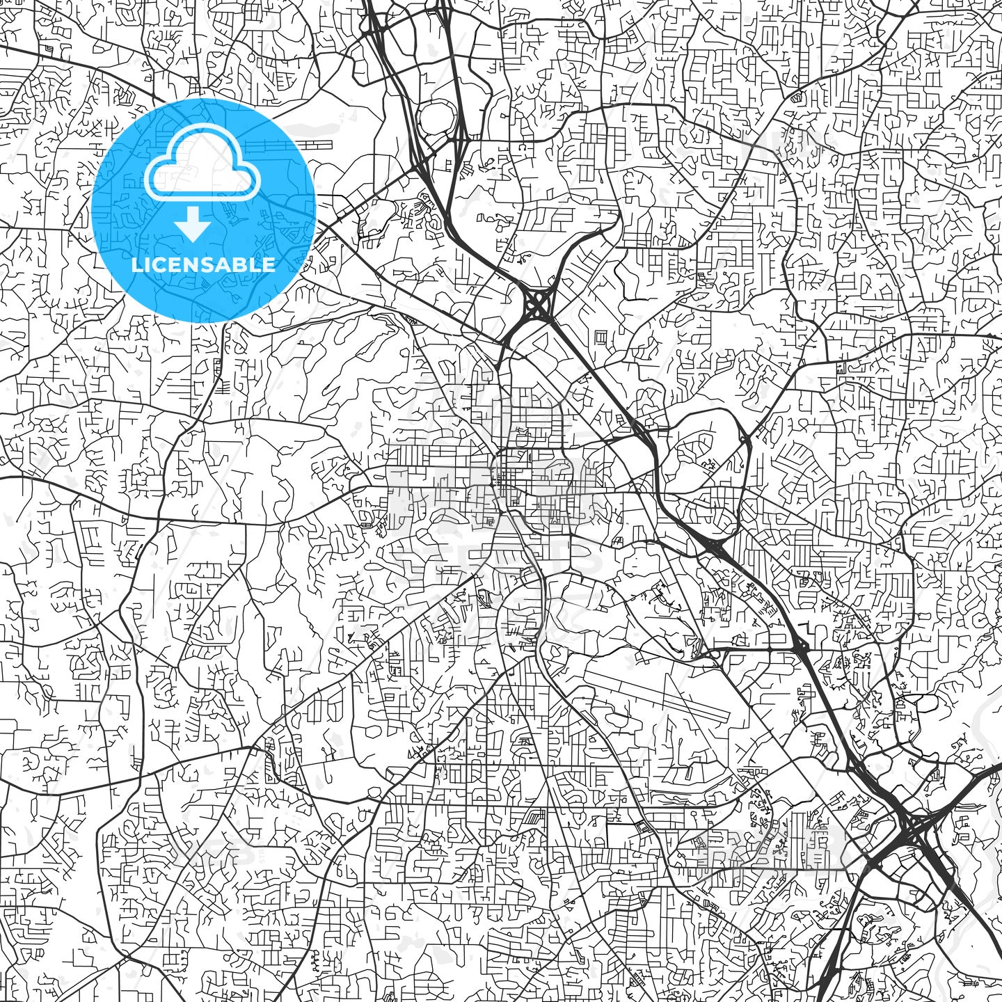 Marietta, Georgia - Area Map - Light