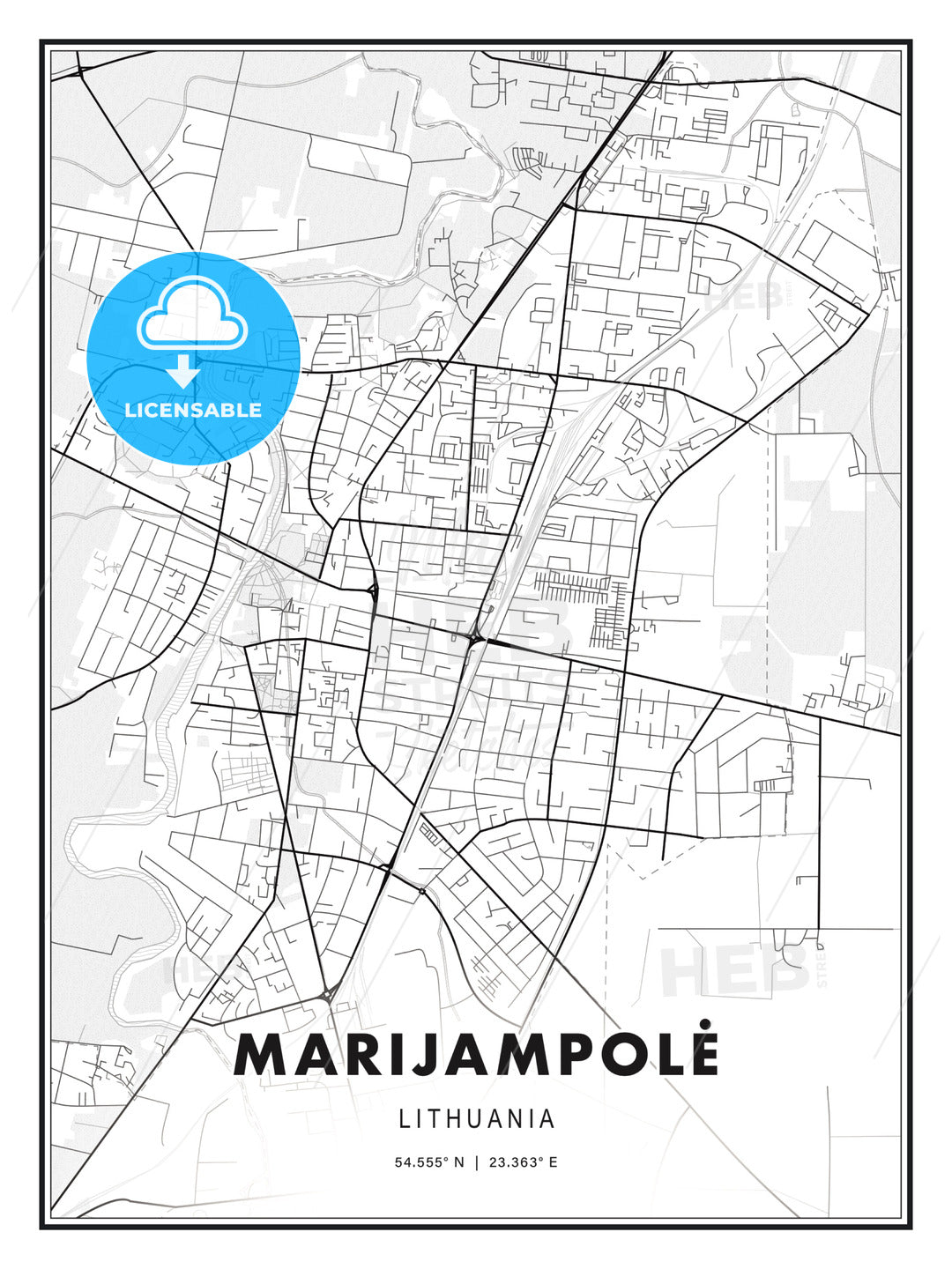 Marijampolė, Lithuania, Modern Print Template in Various Formats - HEBSTREITS Sketches