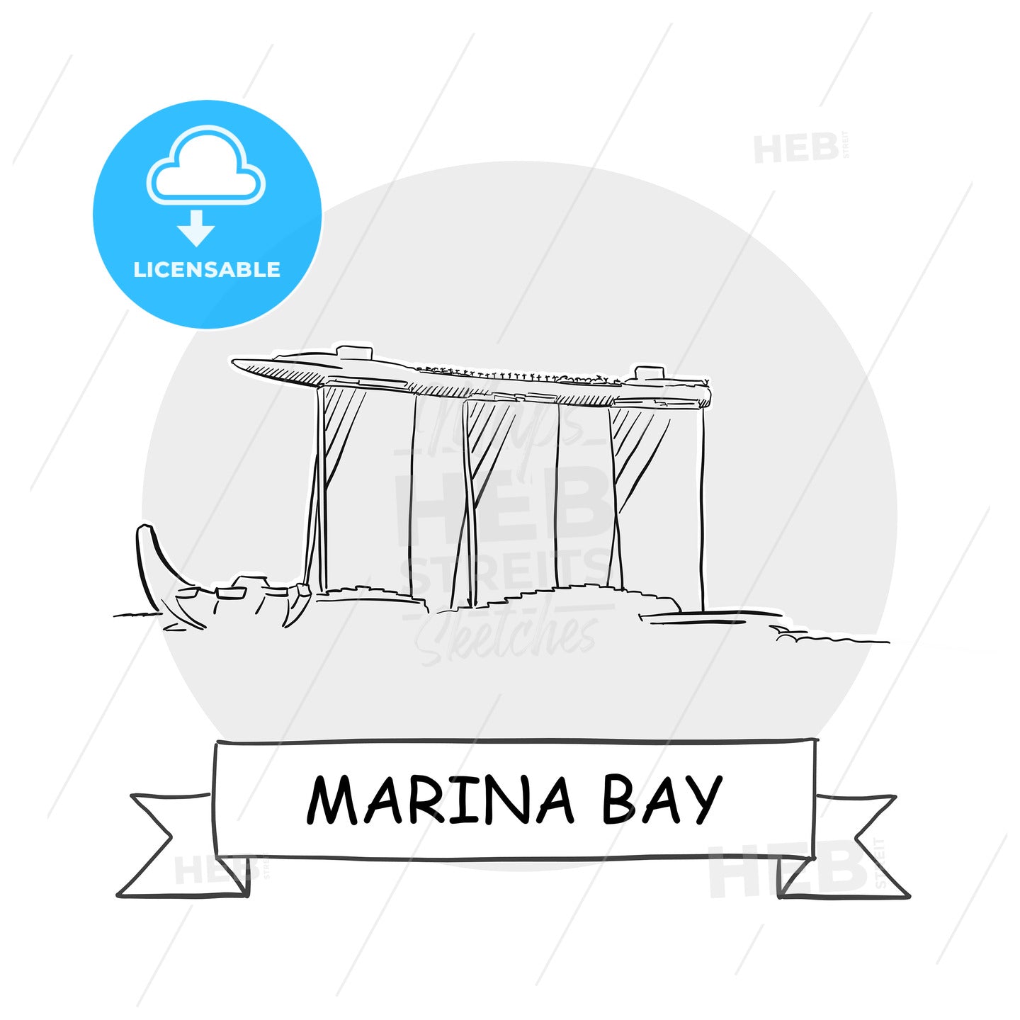 Marina Bay Cityscape Vector Sign – instant download