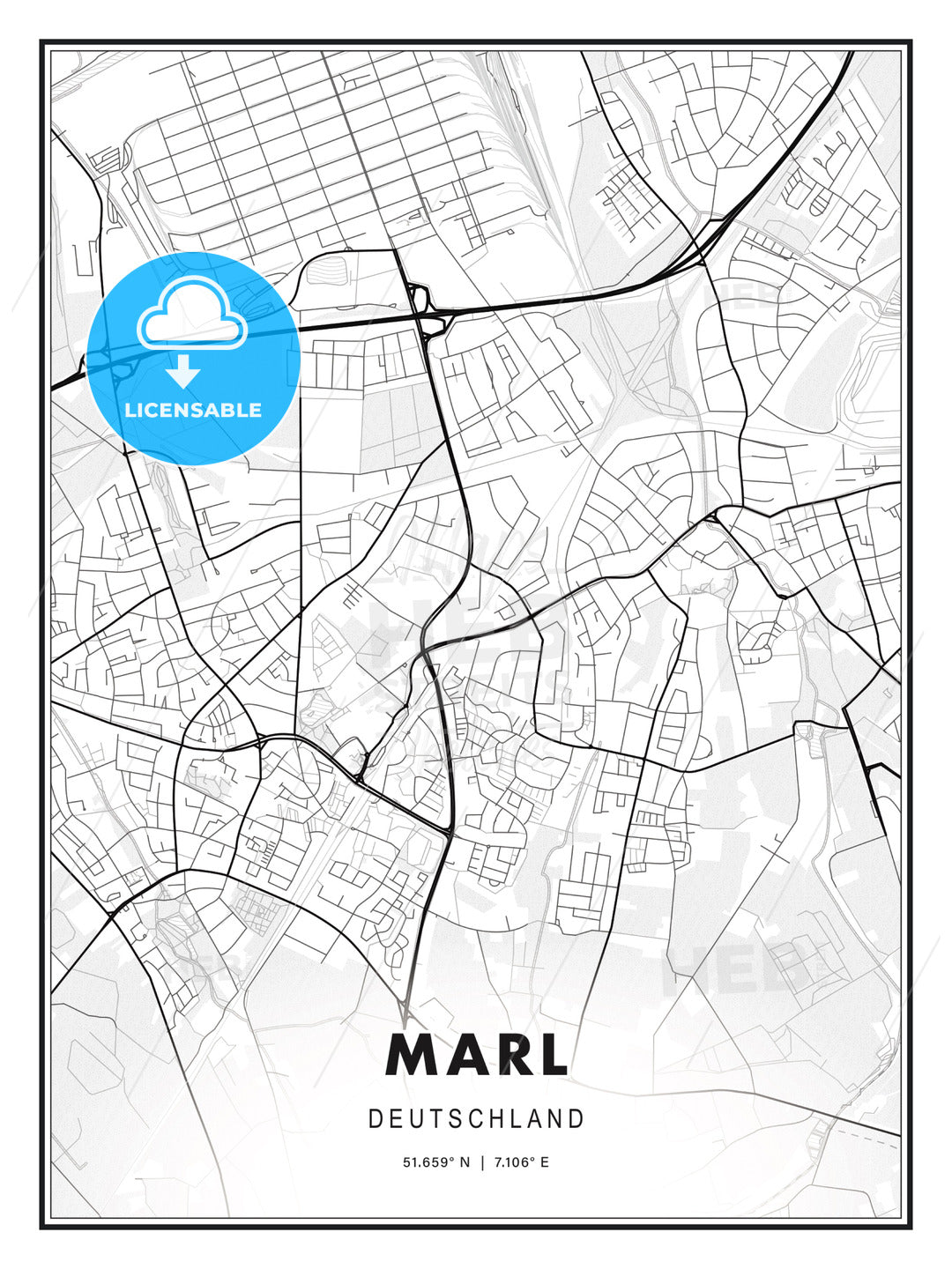 Marl, Germany, Modern Print Template in Various Formats - HEBSTREITS Sketches