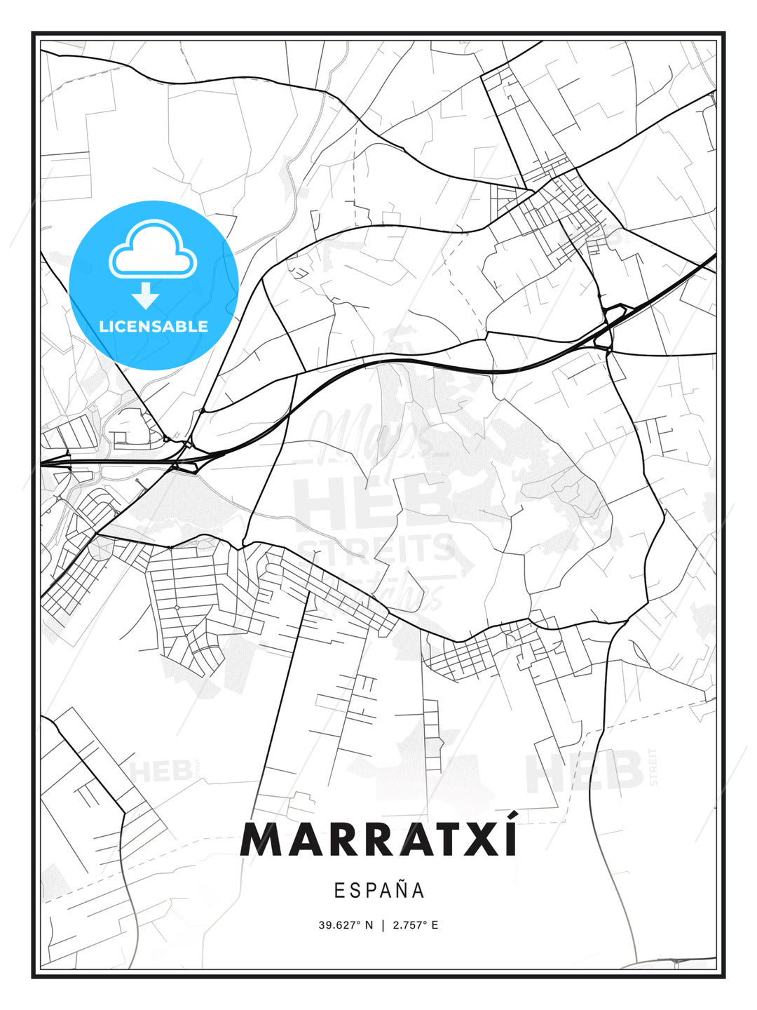 Marratxí, Spain, Modern Print Template in Various Formats - HEBSTREITS Sketches