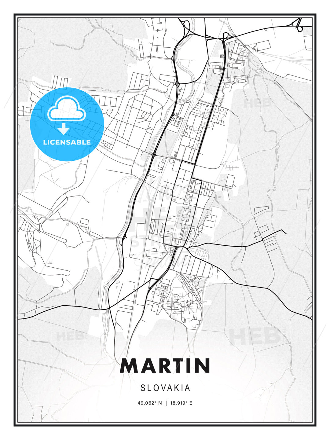 Martin, Slovakia, Modern Print Template in Various Formats - HEBSTREITS Sketches