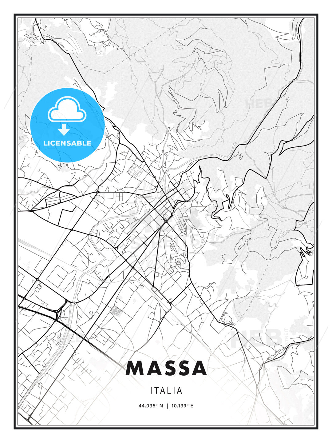 Massa, Italy, Modern Print Template in Various Formats - HEBSTREITS Sketches