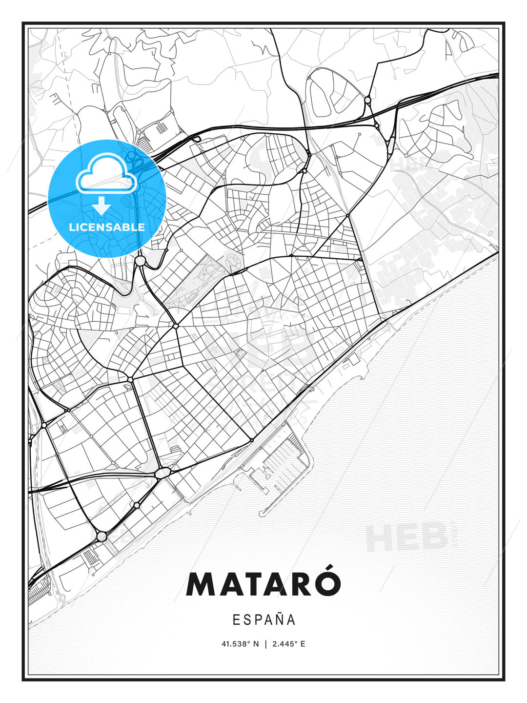 Mataró, Spain, Modern Print Template in Various Formats - HEBSTREITS Sketches