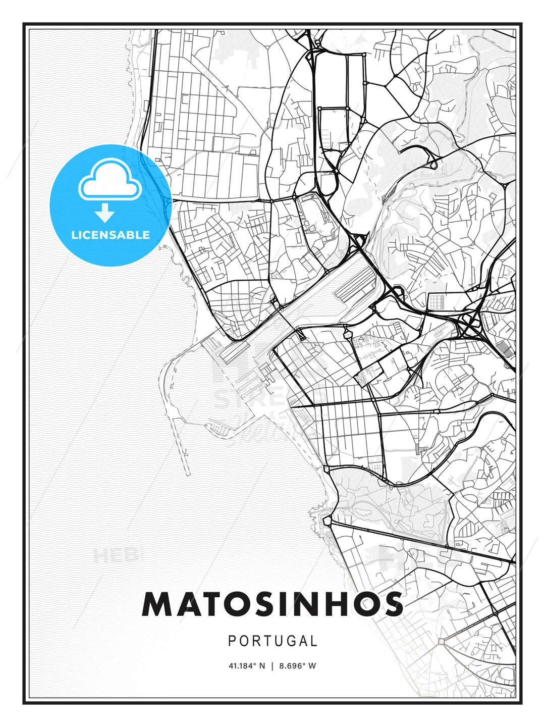 Matosinhos, Portugal, Modern Print Template in Various Formats - HEBSTREITS Sketches