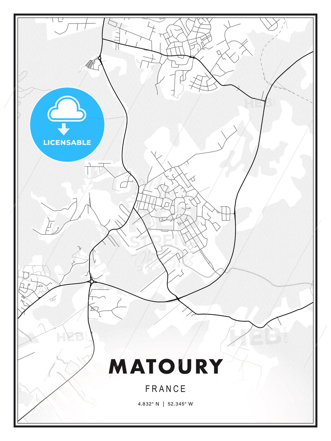 Matoury, France, Modern Print Template in Various Formats - HEBSTREITS Sketches