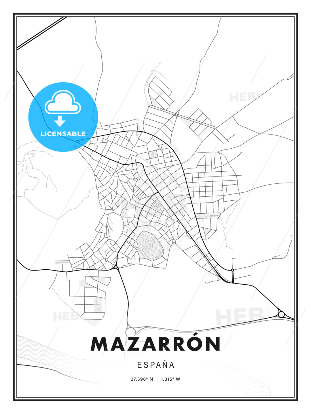 Mazarrón, Spain, Modern Print Template in Various Formats - HEBSTREITS Sketches