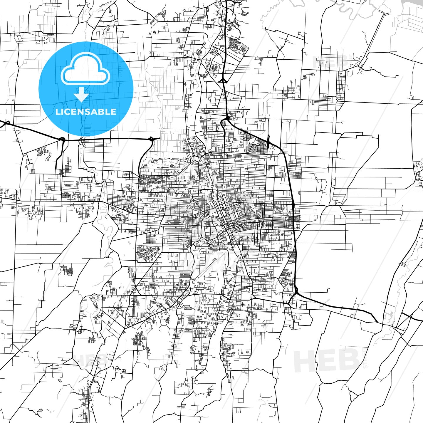 Medan, North Sumatra, Downtown City Map, Light