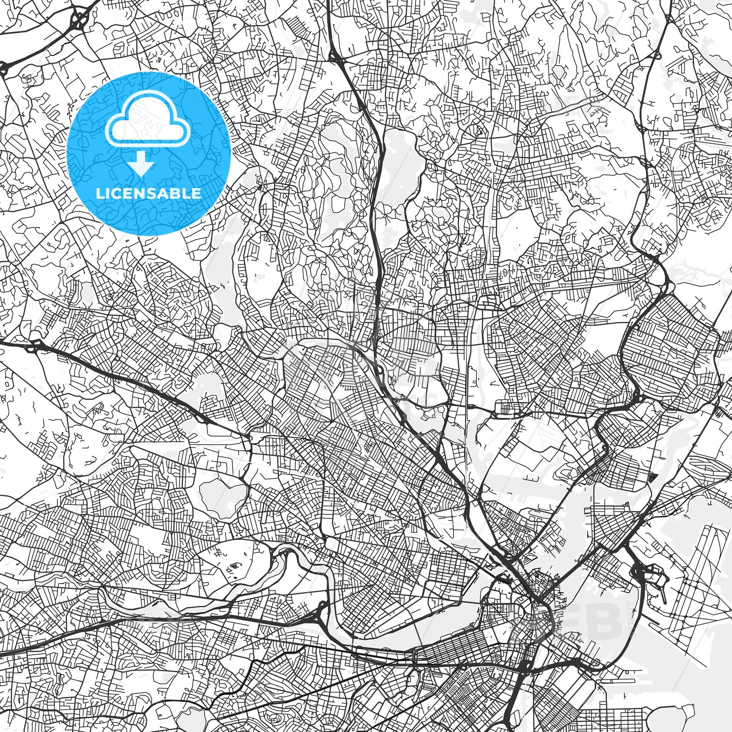 Medford, Massachusetts - Area Map - Light