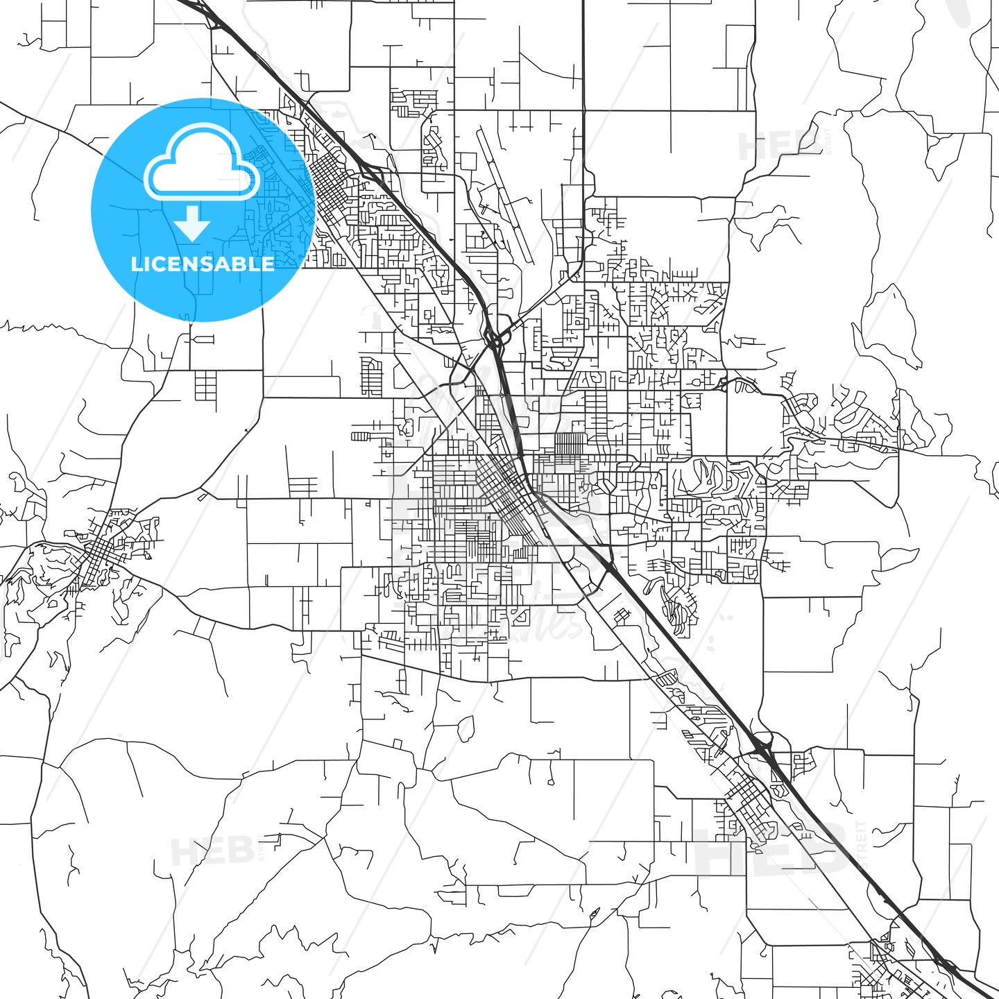 Medford, Oregon - Area Map - Light