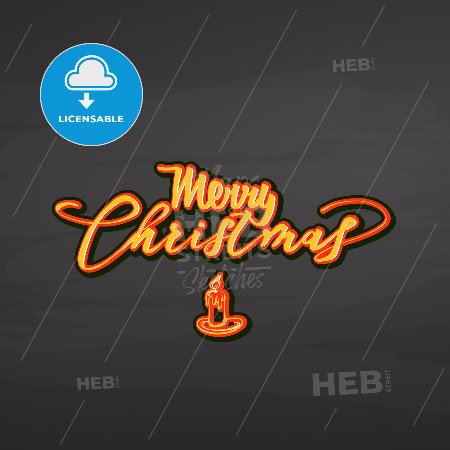 Merry Christmas lettering on chalkboard – instant download