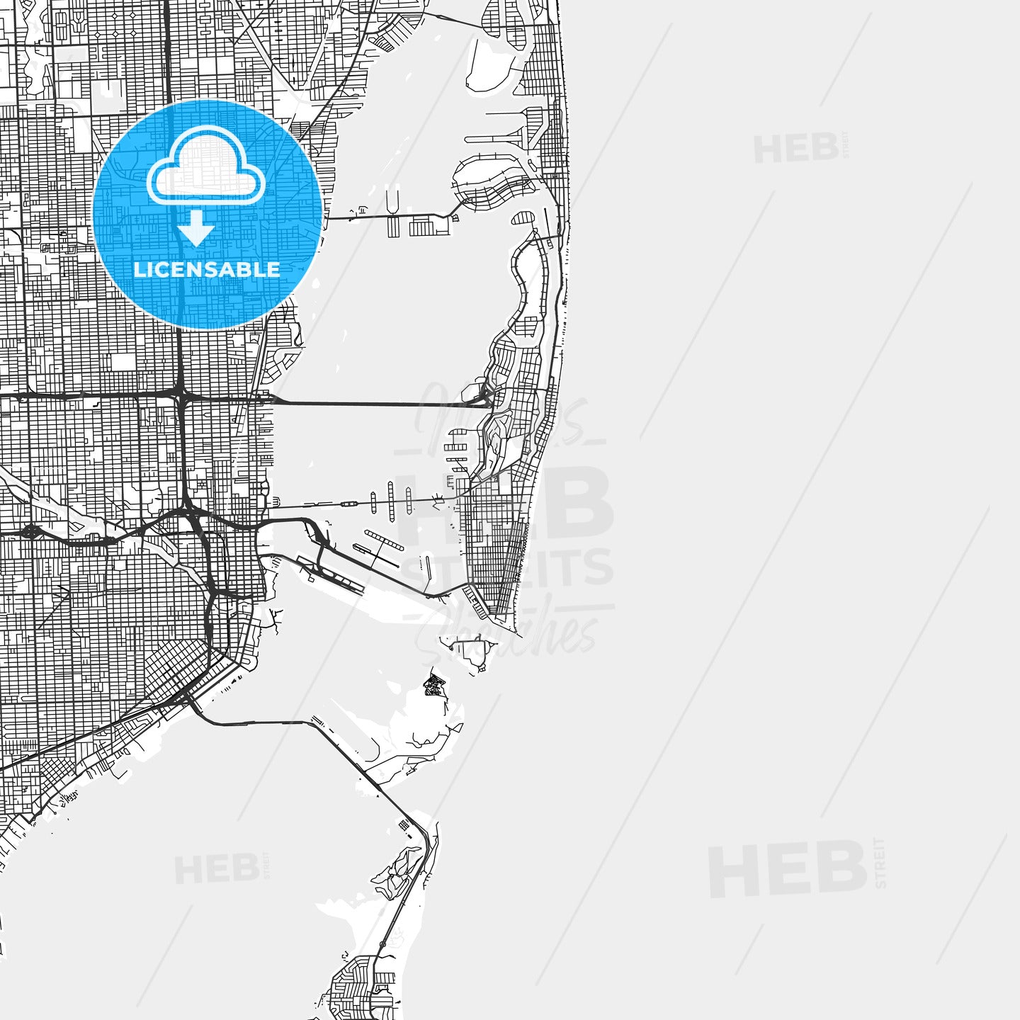 Miami Beach, Florida - Area Map - Light