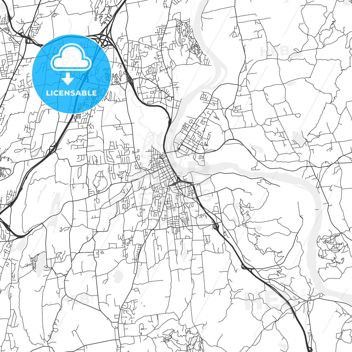Middletown, Connecticut - Area Map - Light