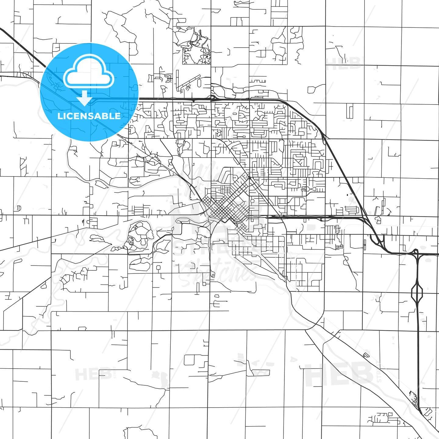 Midland, Michigan - Area Map - Light