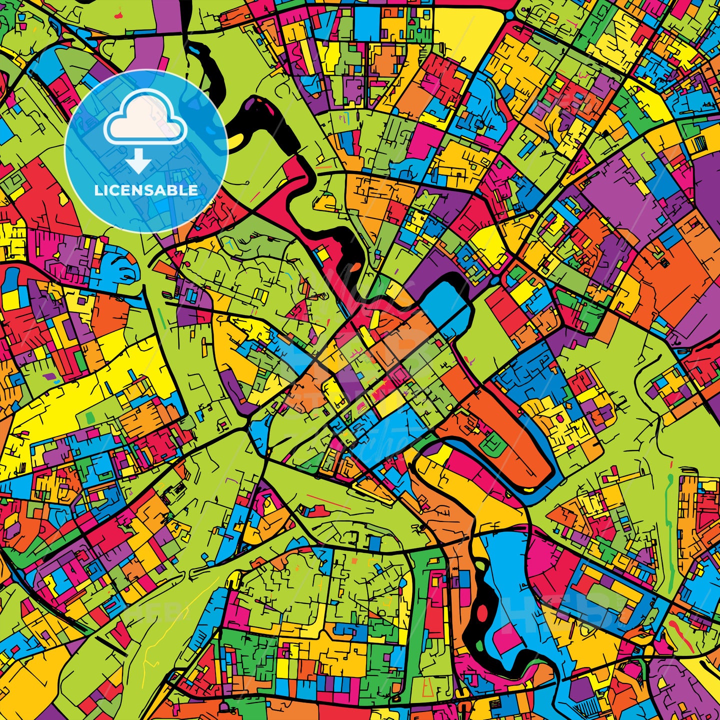 Minsk Belarus Colorful Map