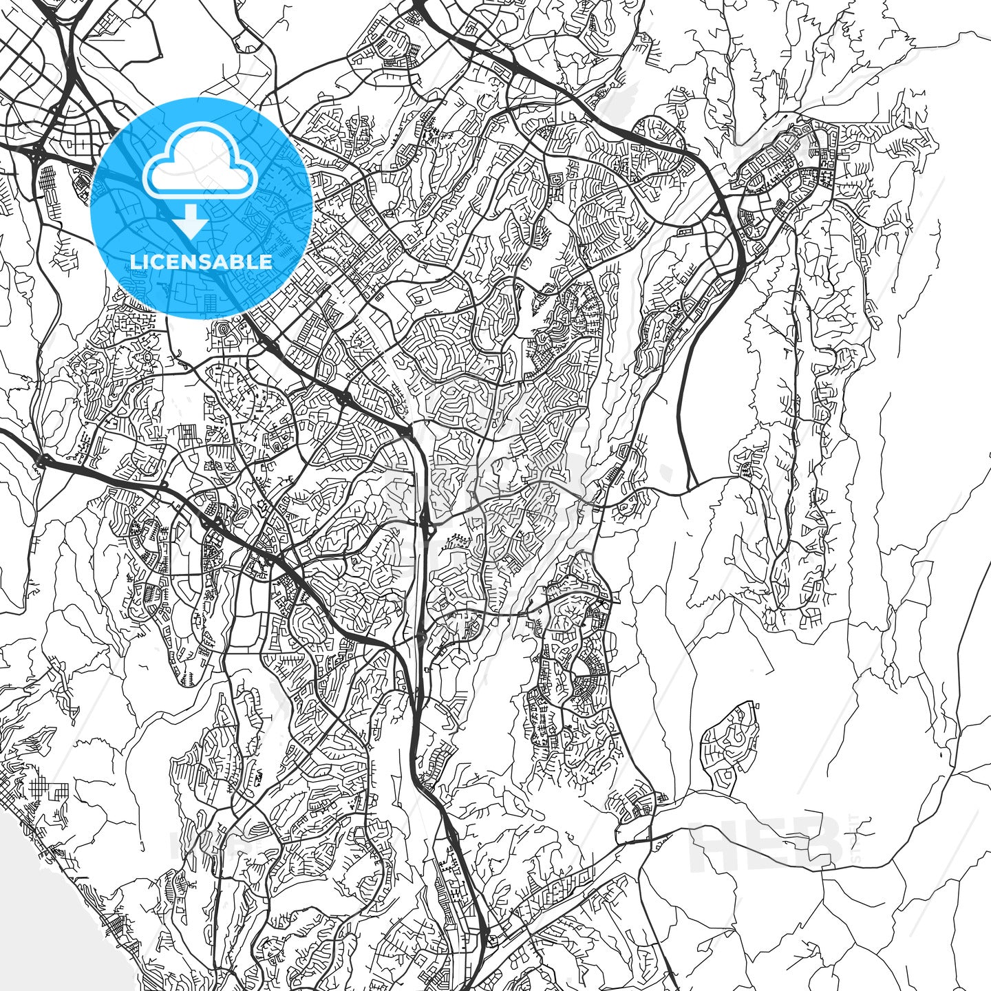 Mission Viejo, California - Area Map - Light