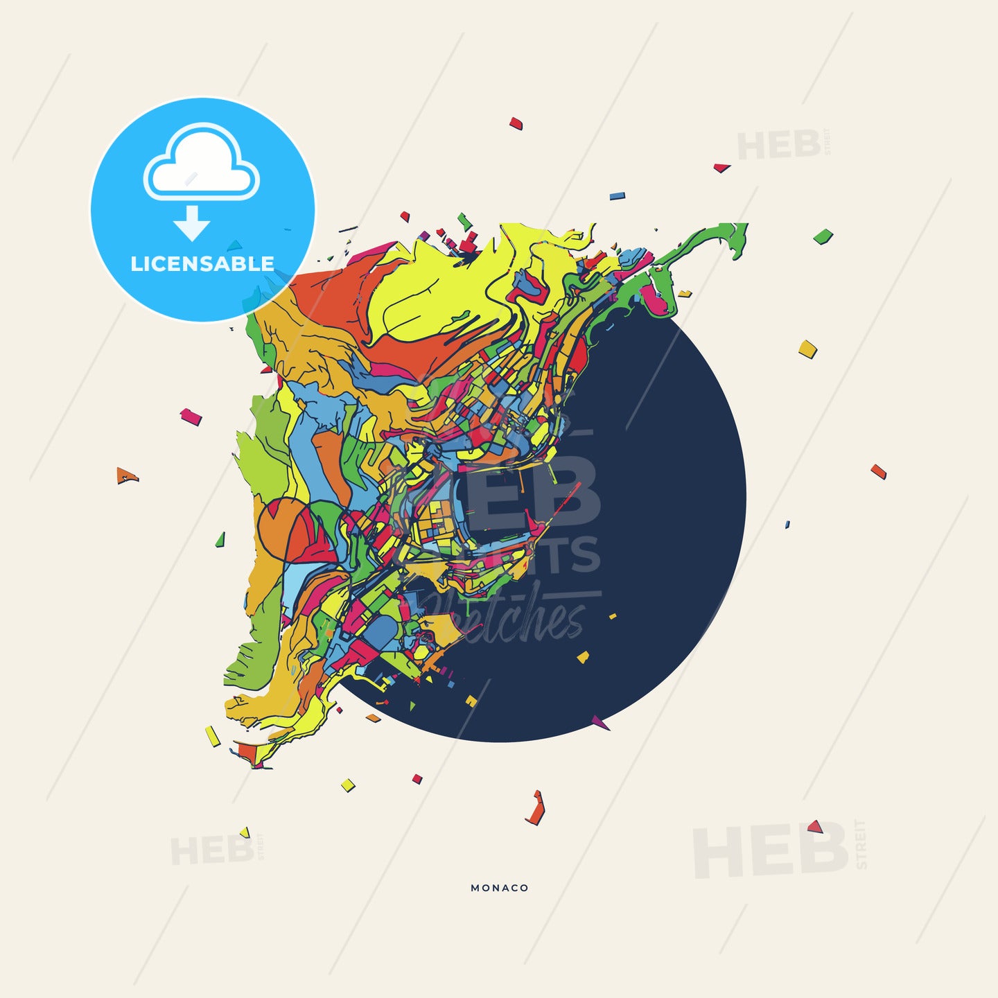 Monaco Monaco colorful confetti map