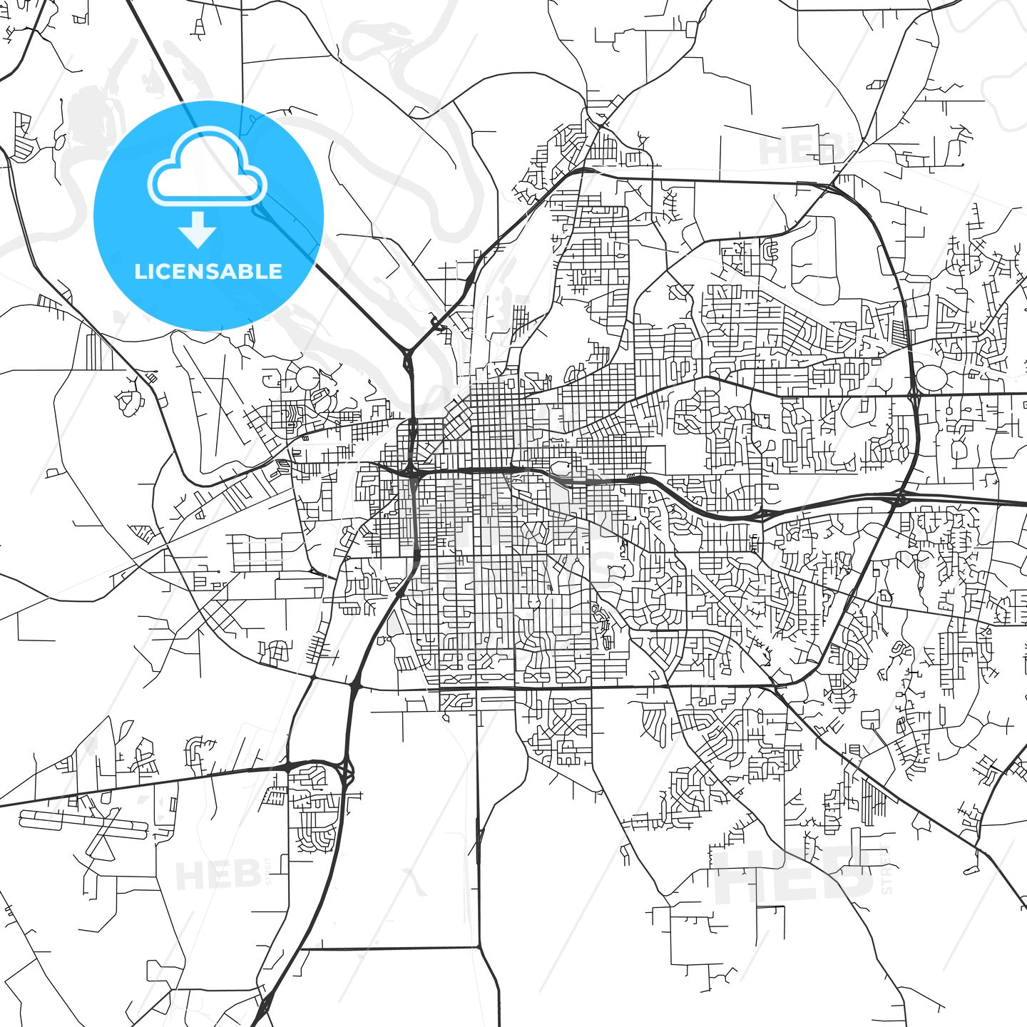 Montgomery, Alabama - Area Map - Light