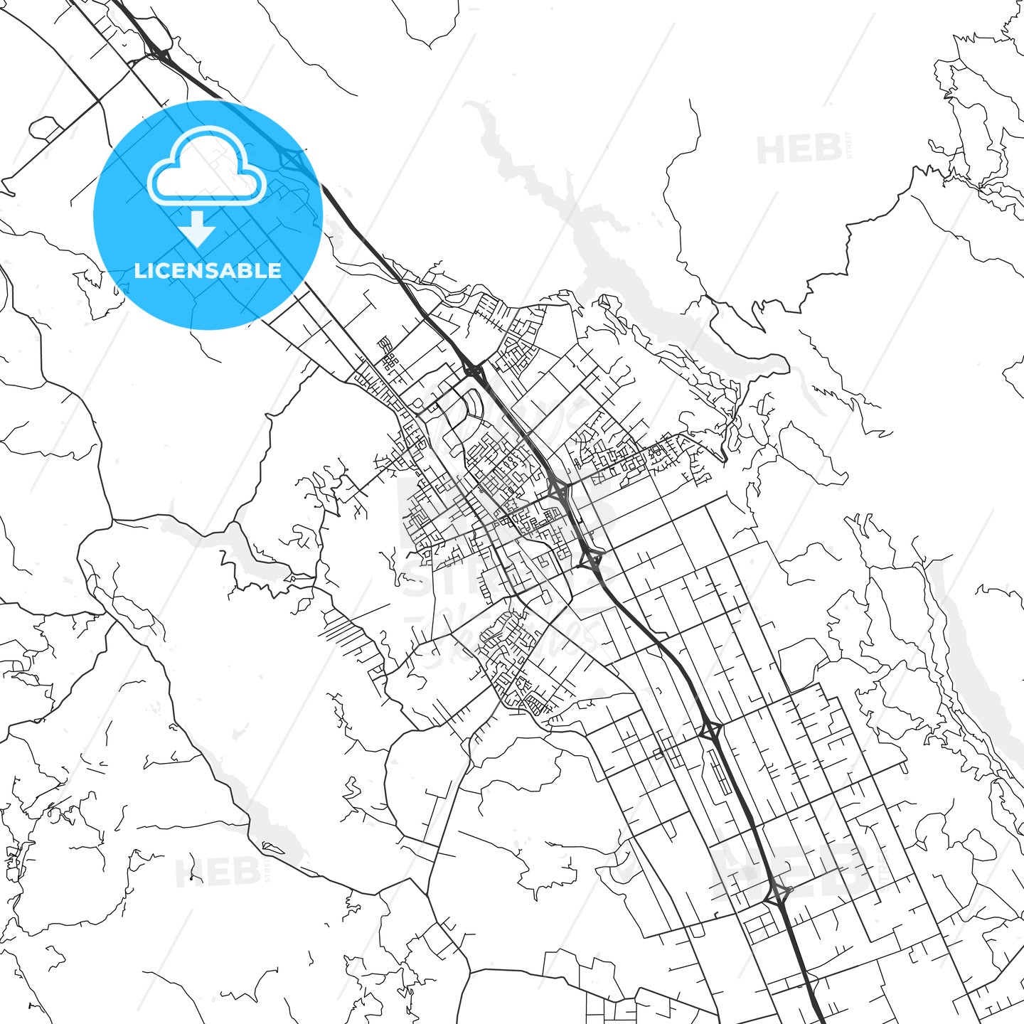 Morgan Hill, California - Area Map - Light