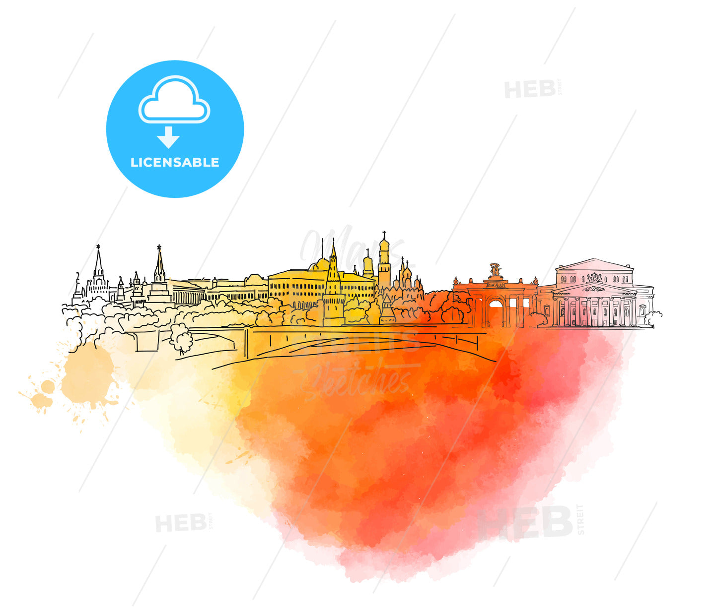 Moscow Colorful Landmark Banner – instant download