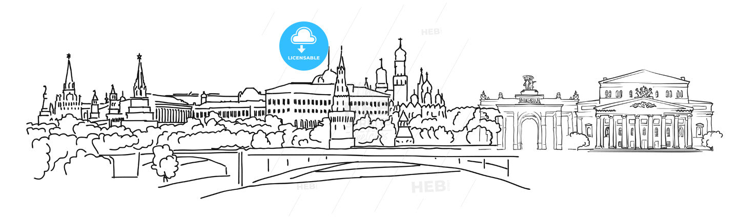 Moscow, Panorama Sketch – instant download