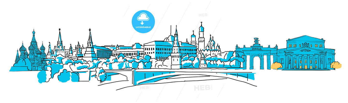 Moscow, Russia, Colored Panorama – instant download
