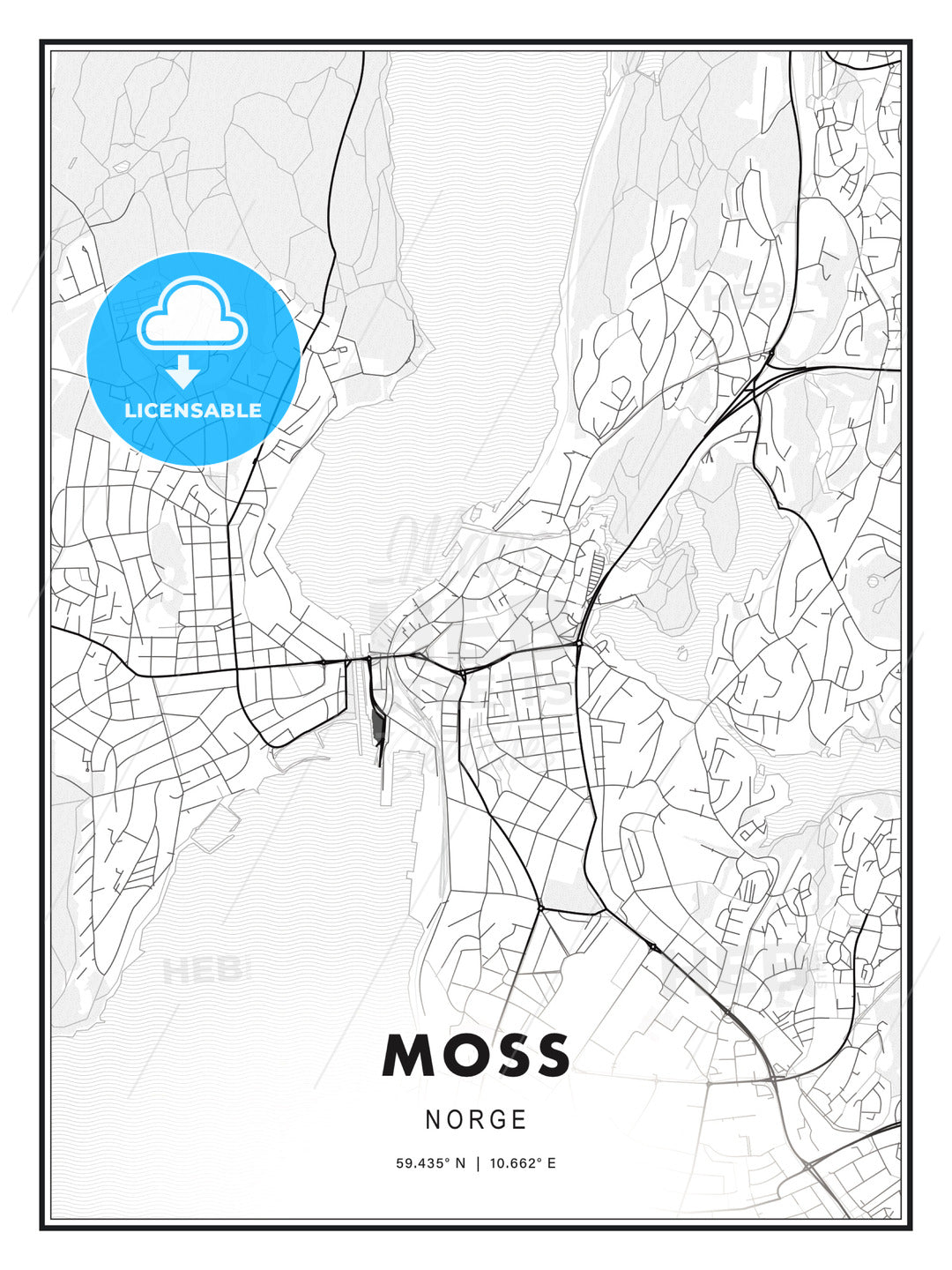 Moss, Norway, Modern Print Template in Various Formats - HEBSTREITS Sketches