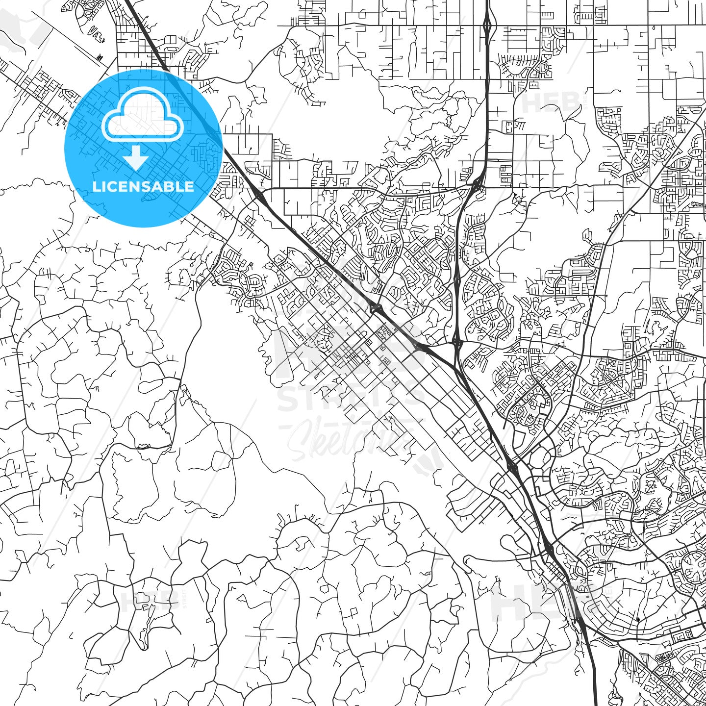 Murrieta, California - Area Map - Light